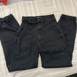 MOTHER The Carpenter Roller High Rise Utility Jogger Black Jeans size 24